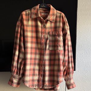 Free People Ashley Plaid Shirt - Sand Combo